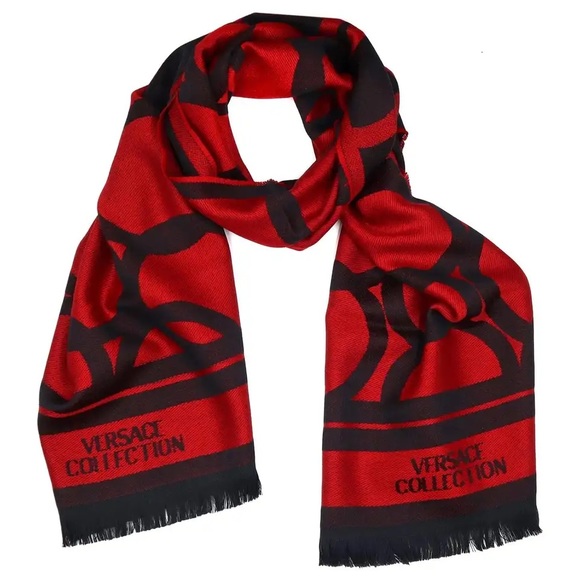 Versace Collection Black & Red Mens Scarf ISC40R1WIT02855I4081 - Picture 1 of 5